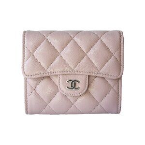 Chanel CC Caviar Quilted Trifold Compact Flap Wallet With Zipped Light Pink
